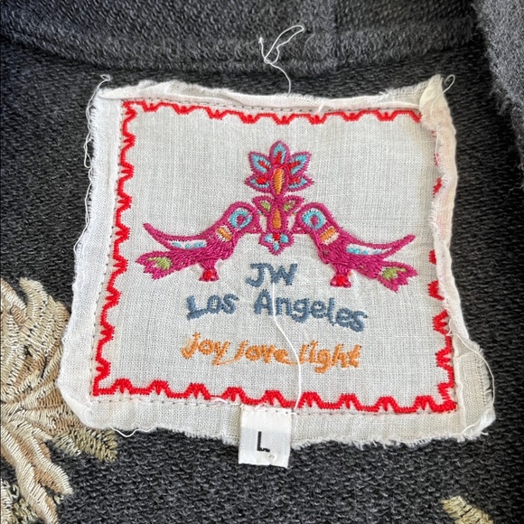 Johnny Was Margarit Wrap Embroidered Cardigan Kimono Gray Womens L Boho Folk - Picture 11 of 13